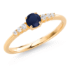 Blue Sapphire and White Lab Grown Diamond Engagement Ring For Women